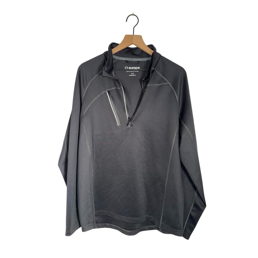 SUNICE Quarter Zip Pullover Black Athletic Shell Golf Outdoor Jacket L